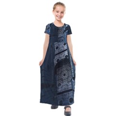 Graphic Design Background Kids  Short Sleeve Maxi Dress