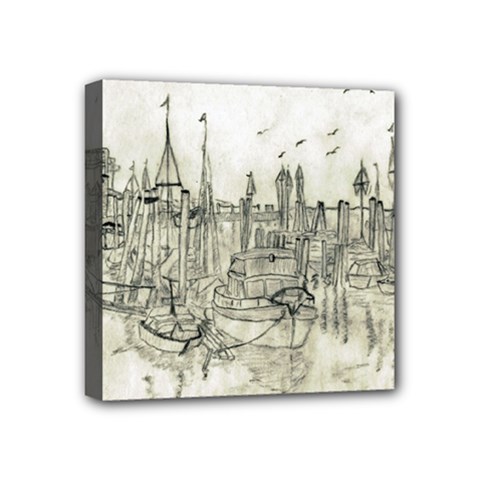 Pencil Drawing Drawing Port Mini Canvas 4  X 4  by Sapixe