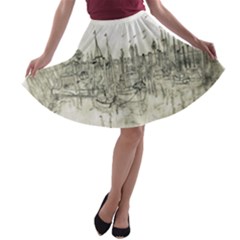 Pencil Drawing Drawing Port A-line Skater Skirt by Sapixe