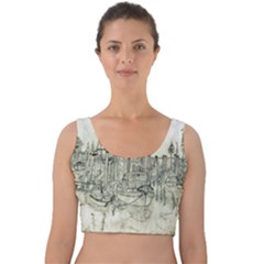 Pencil Drawing Drawing Port Velvet Crop Top by Sapixe