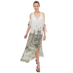 Pencil Drawing Drawing Port Maxi Chiffon Cover Up Dress