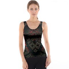 Fractal 3d Dark Red Abstract Tank Top by Sapixe