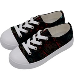 Fractal 3d Dark Red Abstract Kids  Low Top Canvas Sneakers by Sapixe