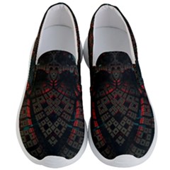 Fractal 3d Dark Red Abstract Men s Lightweight Slip Ons