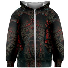 Fractal 3d Dark Red Abstract Kids Zipper Hoodie Without Drawstring