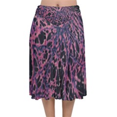 Fabric Textile Texture Macro Photo Velvet Flared Midi Skirt