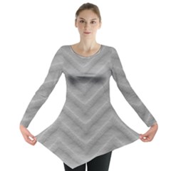 White Fabric Pattern Textile Long Sleeve Tunic  by Sapixe