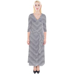 White Fabric Pattern Textile Quarter Sleeve Wrap Maxi Dress by Sapixe