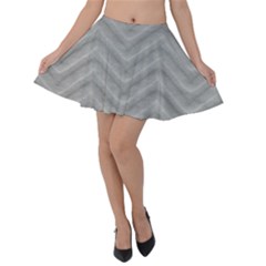 White Fabric Pattern Textile Velvet Skater Skirt by Sapixe