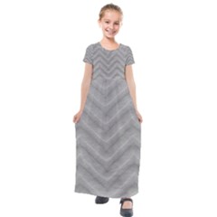 White Fabric Pattern Textile Kids  Short Sleeve Maxi Dress