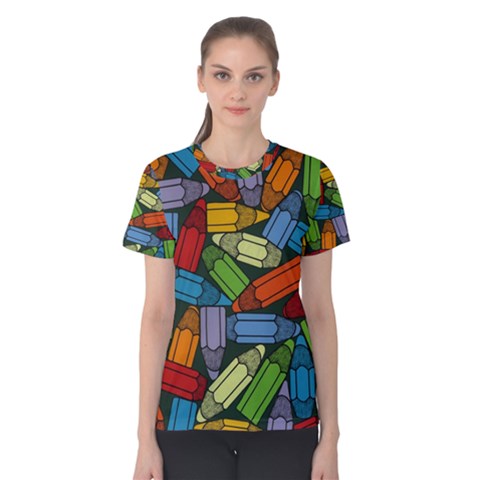 Colored Pencils Pens Paint Color Women s Cotton Tee by Sapixe