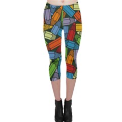 Colored Pencils Pens Paint Color Capri Leggings  by Sapixe