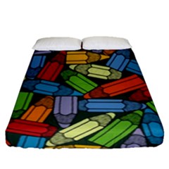 Colored Pencils Pens Paint Color Fitted Sheet (queen Size) by Sapixe