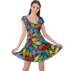 Colored Pencils Pens Paint Color Cap Sleeve Dress by Sapixe