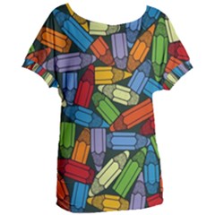 Colored Pencils Pens Paint Color Women s Oversized Tee by Sapixe