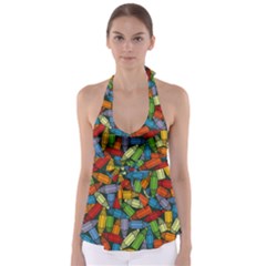 Colored Pencils Pens Paint Color Babydoll Tankini Top by Sapixe