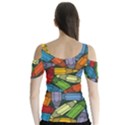 Colored Pencils Pens Paint Color Butterfly Sleeve Cutout Tee  View2