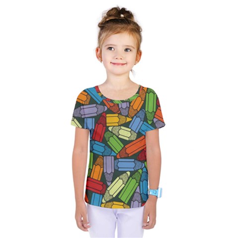 Colored Pencils Pens Paint Color Kids  One Piece Tee by Sapixe