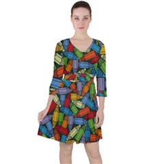 Colored Pencils Pens Paint Color Ruffle Dress by Sapixe