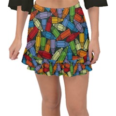 Colored Pencils Pens Paint Color Fishtail Mini Chiffon Skirt by Sapixe