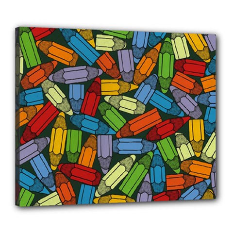 Colored Pencils Pens Paint Color Canvas 24  X 20  by Sapixe