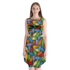 Colored Pencils Pens Paint Color Sleeveless Chiffon Dress  