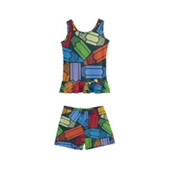 Colored Pencils Pens Paint Color Kid s Boyleg Swimsuit