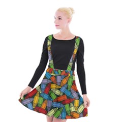 Colored Pencils Pens Paint Color Suspender Skater Skirt