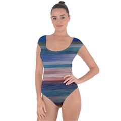 Background Horizontal Lines Short Sleeve Leotard  by Sapixe