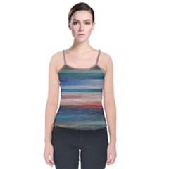 Background Horizontal Lines Velvet Spaghetti Strap Top by Sapixe