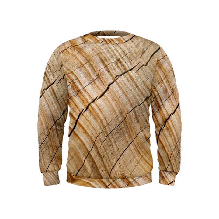 Abstract Brown Tree Timber Pattern Kids  Sweatshirt