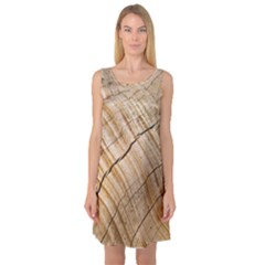 Abstract Brown Tree Timber Pattern Sleeveless Satin Nightdress