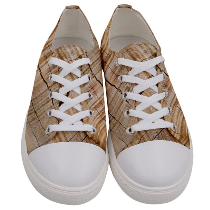 Abstract Brown Tree Timber Pattern Women s Low Top Canvas Sneakers