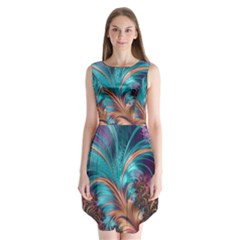 Feather Fractal Artistic Design Sleeveless Chiffon Dress  