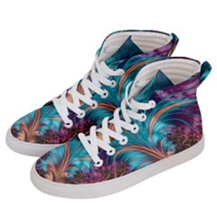 Feather Fractal Artistic Design Men s Hi-top Skate Sneakers by Sapixe