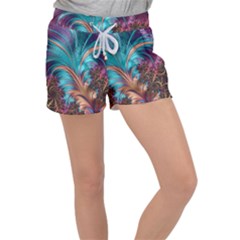 Feather Fractal Artistic Design Women s Velour Lounge Shorts