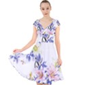 Lily Hand Painted Iris Cap Sleeve Front Wrap Midi Dress View1