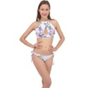 Lily Hand Painted Iris Cross Front Halter Bikini Set View1