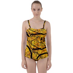 Golden Vein Twist Front Tankini Set