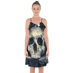 Skull Ruffle Detail Chiffon Dress by FunnyCow