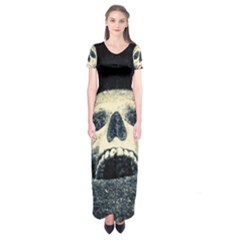 Smiling Skull Short Sleeve Maxi Dress by FunnyCow