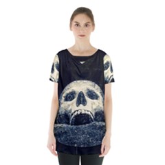 Smiling Skull Skirt Hem Sports Top