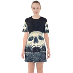 Smiling Skull Sixties Short Sleeve Mini Dress by FunnyCow