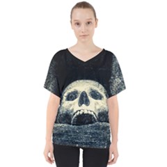 Smiling Skull V-neck Dolman Drape Top by FunnyCow