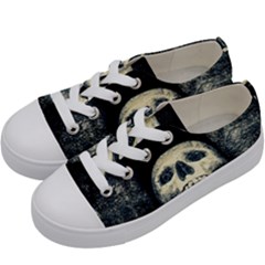 Smiling Skull Kids  Low Top Canvas Sneakers by FunnyCow