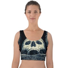 Smiling Skull Velvet Crop Top