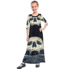 Smiling Skull Kids  Quarter Sleeve Maxi Dress