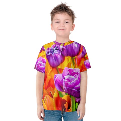 Tulip Flowers Kids  Cotton Tee by FunnyCow