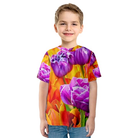 Tulip Flowers Kids  Sport Mesh Tee by FunnyCow