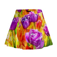 Tulip Flowers Mini Flare Skirt by FunnyCow